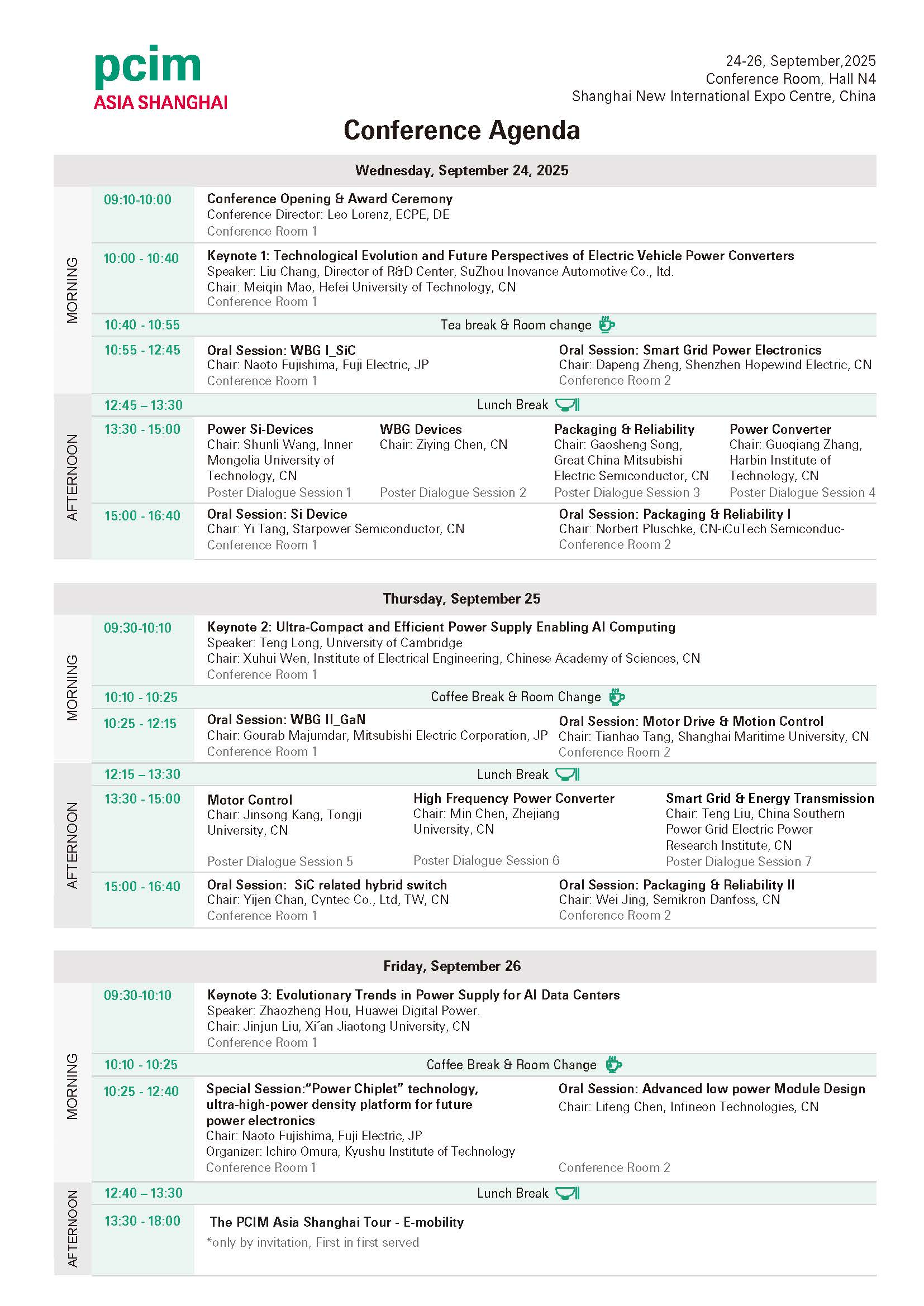 Agenda at a glance
