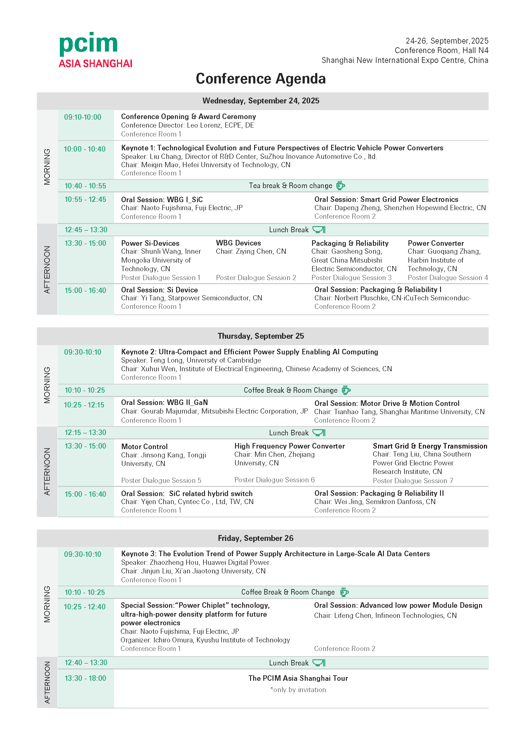 Agenda at a glance
